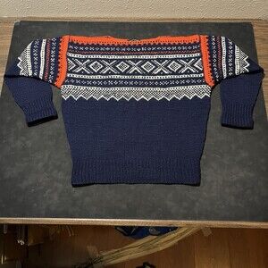 Vintage Norway 30s Oslo Fair Isle Lopapeysa Sweater Nordic Wool Cowichan Knitted